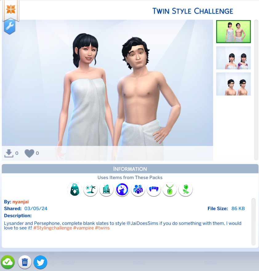 JaiDoesSims's tweet photo. A fun little challenge if anyone wants to have a go
#ShowUsYourSims #StyleThatSim #SimChallenge #Sims4 https://t.co/CDNgLXCdd2