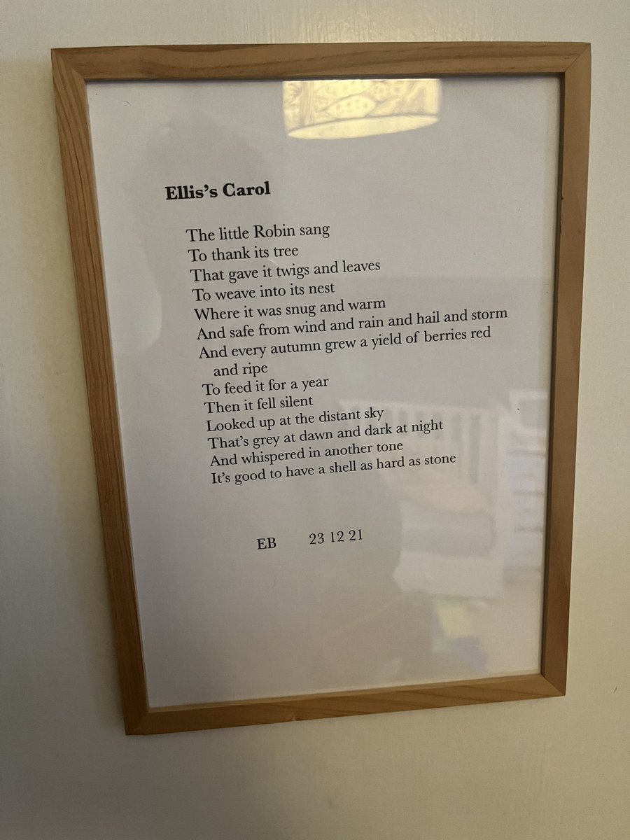 Edward Bond wrote my son a poem when he was born. It’s hung on his bedroom wall.