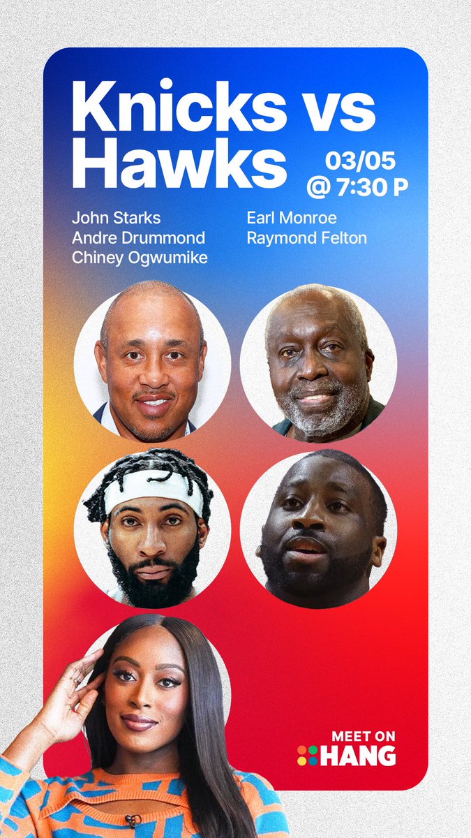 TONIGHT - This team wants to connect with you. Register here bit.ly/3V3301S to join fans & legends of the game. It’s FREE from your device to theirs. We hang together as we watch @nyknicks Vs @ATLHawks on TV while breaking it all down at letshang.live!