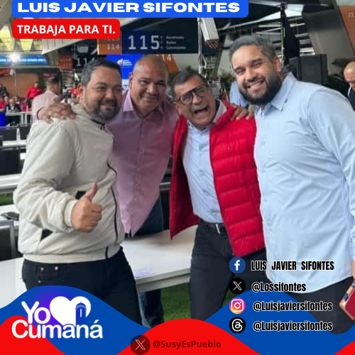 🎀 𝒮💞𝓎 𝒮𝓊𝓈𝓎 𝐿𝒶 𝒜𝓃𝒹𝒾𝓃𝒶 🎀 (@susyespueblo) on Twitter photo 𝐘𝐎❤️𝐂𝐔𝐌𝐀𝐍𝐀.
Alcalde <a href="/lossifontes/">LUIS JAVIER SIFONTES</a>:
💬"Por acá estamos, con la firmeza de seguir avanzando en el fortalecimiento de la Revolución Bolivariana. Con NICOLÁS MADURO, nosotros venceremos!!!"
🟥#Sucre
🟥#Cumana
🟥#AmorIrreductibleYEterno 𝐘𝐎❤️𝐂𝐔𝐌𝐀𝐍𝐀.
Alcalde <a href="/lossifontes/">LUIS JAVIER SIFONTES</a>:
💬"Por acá estamos, con la firmeza de seguir avanzando en el fortalecimiento de la Revolución Bolivariana. Con NICOLÁS MADURO, nosotros venceremos!!!"
🟥#Sucre
🟥#Cumana
🟥#AmorIrreductibleYEterno