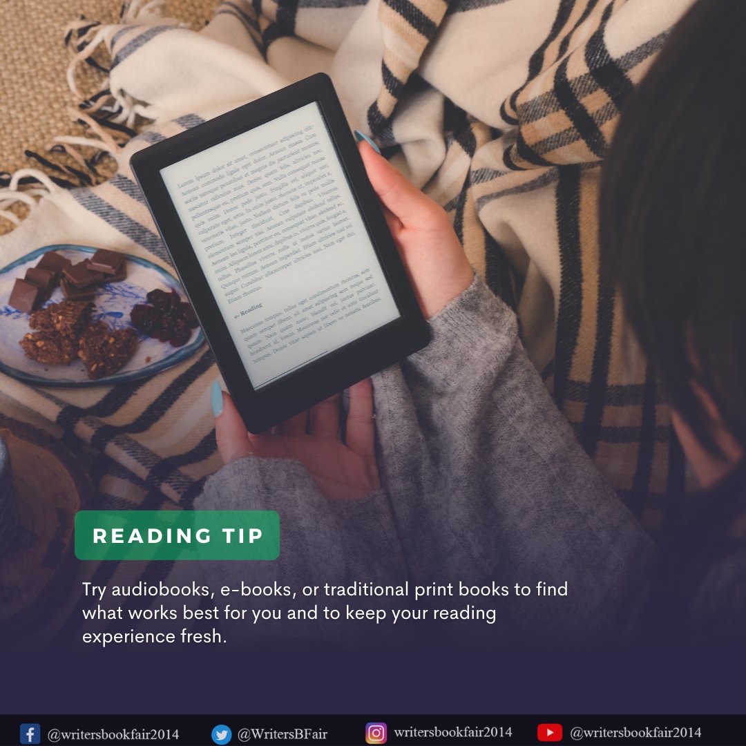 Find your perfect reading companion: audiobooks for busy days, e-books for on-the-go, or print for cozy nights. What's your pick?

#WritersBookFair #Authors #Books #ReadingTip