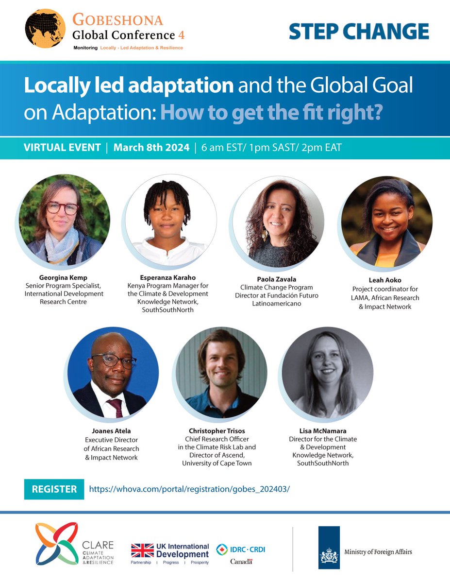 Reminder: Register for Gobeshona! On Mar 8, we’ll discuss approaches to measuring #LocallyLedAdaptation efforts and how those can best contribute to the Global Goal on Adaptation agreed to at #COP28. bit.ly/4abVW7x #ClimateAction @cdknetwork @arin_africa