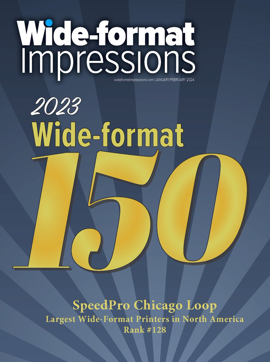 SpeedProChiLoop's tweet image. Excited to be recognized on Printing Impressions &apos;Top 150 List&apos; as one of the largest Wide-Format Printers in North America, ranking #128! 🏆 Grateful for your support as we continue to grow and innovate. #PrintingImpressions #SpeedProChicagoLoop  
#VeteranOwnedBusiness #Tenacity
