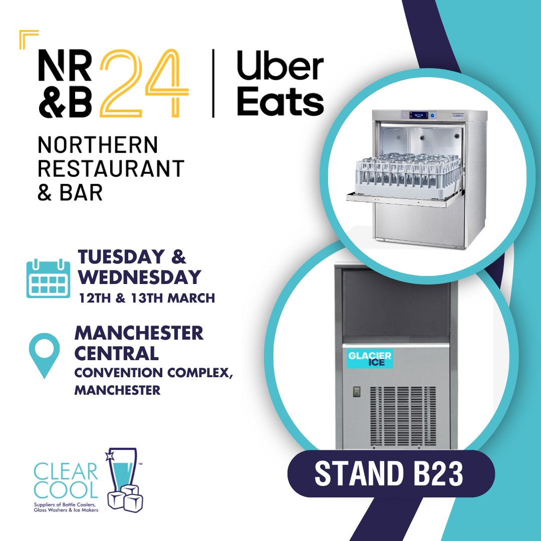 Just one week to go until Northern Restaurant & Bar Show! 🧊 Make sure to swing by booth B23 for a friendly chat with the Clear Cool Team. Explore our showcased lineup of Glass Washers, Ice Machines, and Bottle Coolers! 🍹 Get your free ticket here: ow.ly/tgS850QLvxg