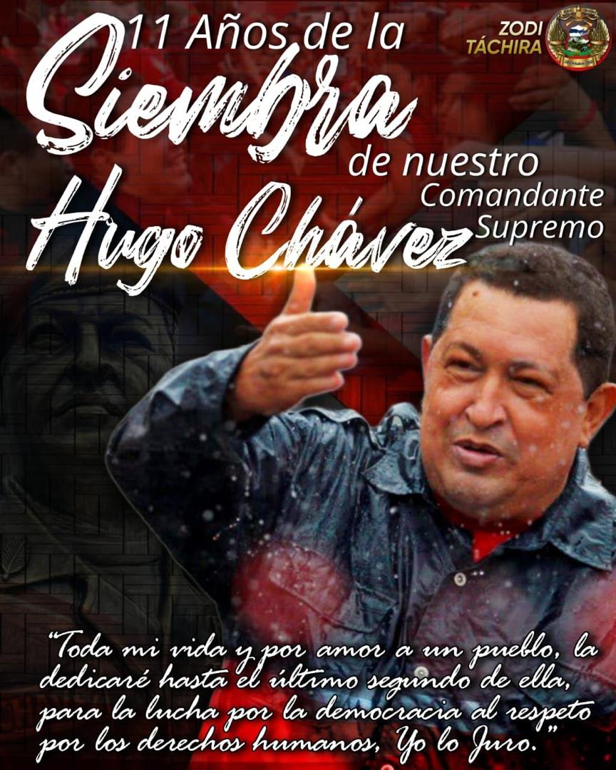 Han pasado 11 años desde la partida física del comandante Hugo Chávez,pero su legado y su espíritu de lucha continúan . Su siembra de ideas y valores perdura en la memoria colectiva. ¡Que viva #Chávez por siempre en nuestros corazones!