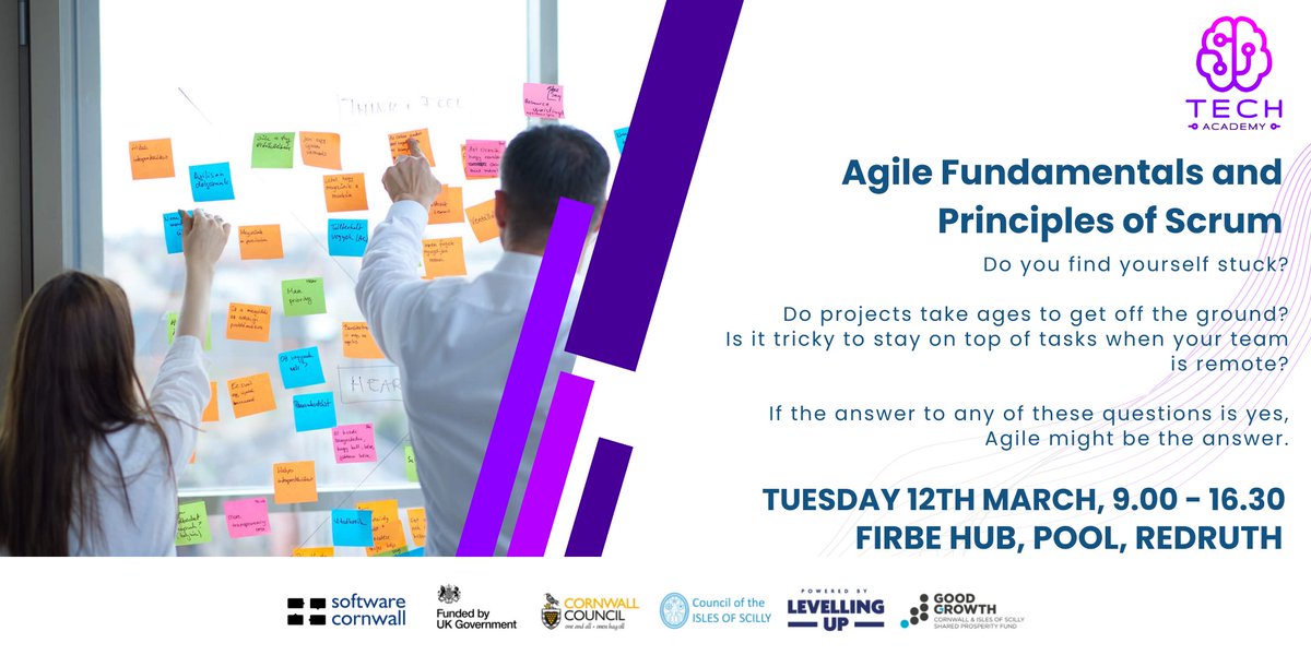 TechCornwall_'s tweet image. Software Cornwall Tech Academy&apos;s next course is running on 12th March - book here: ow.ly/wnWT50QKLLE

Free places for Software Cornwall members!

#TechAcademy #AgileFundamentals #Upskilling