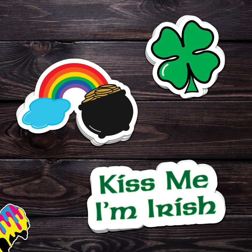 Celebrate St. Patrick’s Day with stickers for the occasion!🍀🦬☘️
#stpatricksday #happystpatricksday #green #holiday #sticker #stickers #fourleafclover #clover #potofgold #rainbow #irish #kissmeimirish #print #text #graphic #designs  #buffalostickerco #buffalostickercompany #fyp