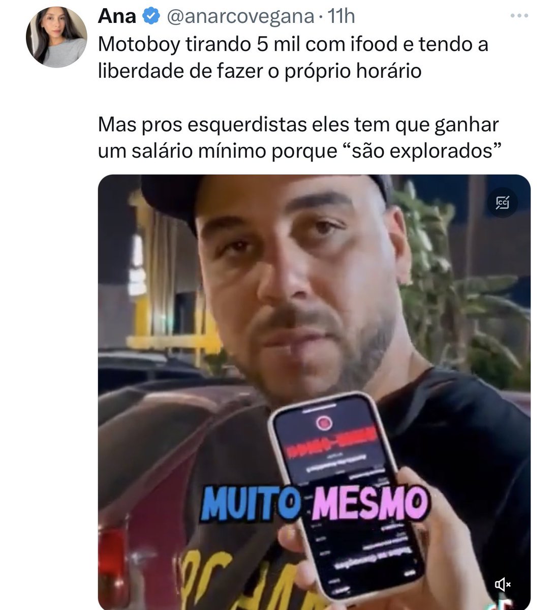 Vcs realmente acham que um motoboy pra ganhar de 3 a 5 mil reais/mês (brutos) sem tirar gasolina, quebra a moto, doente, comer na rua e acidente, ele trabalha menos que 12 horas por dia e 6 dias por semana? Olha a bolha que vcs tão vivendo. Escolhe hora de trabalho? Tá zuando..