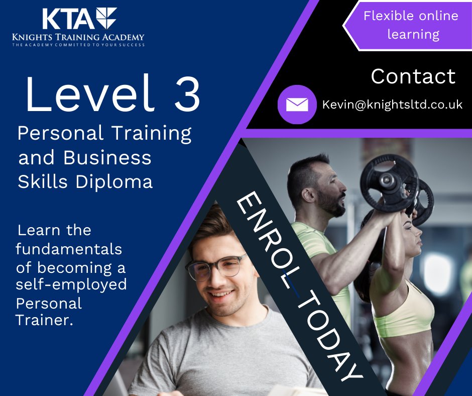 Our Level 3 Diploma in Personal Training and Business Skills gives you the tools you need to launch your career as a self-employed Personal Trainer. Benefit from flexible, fully-remote learning that works around your schedule.📧 Contact Kevin@knightsltd.co.uk to enrol. #PTCourses