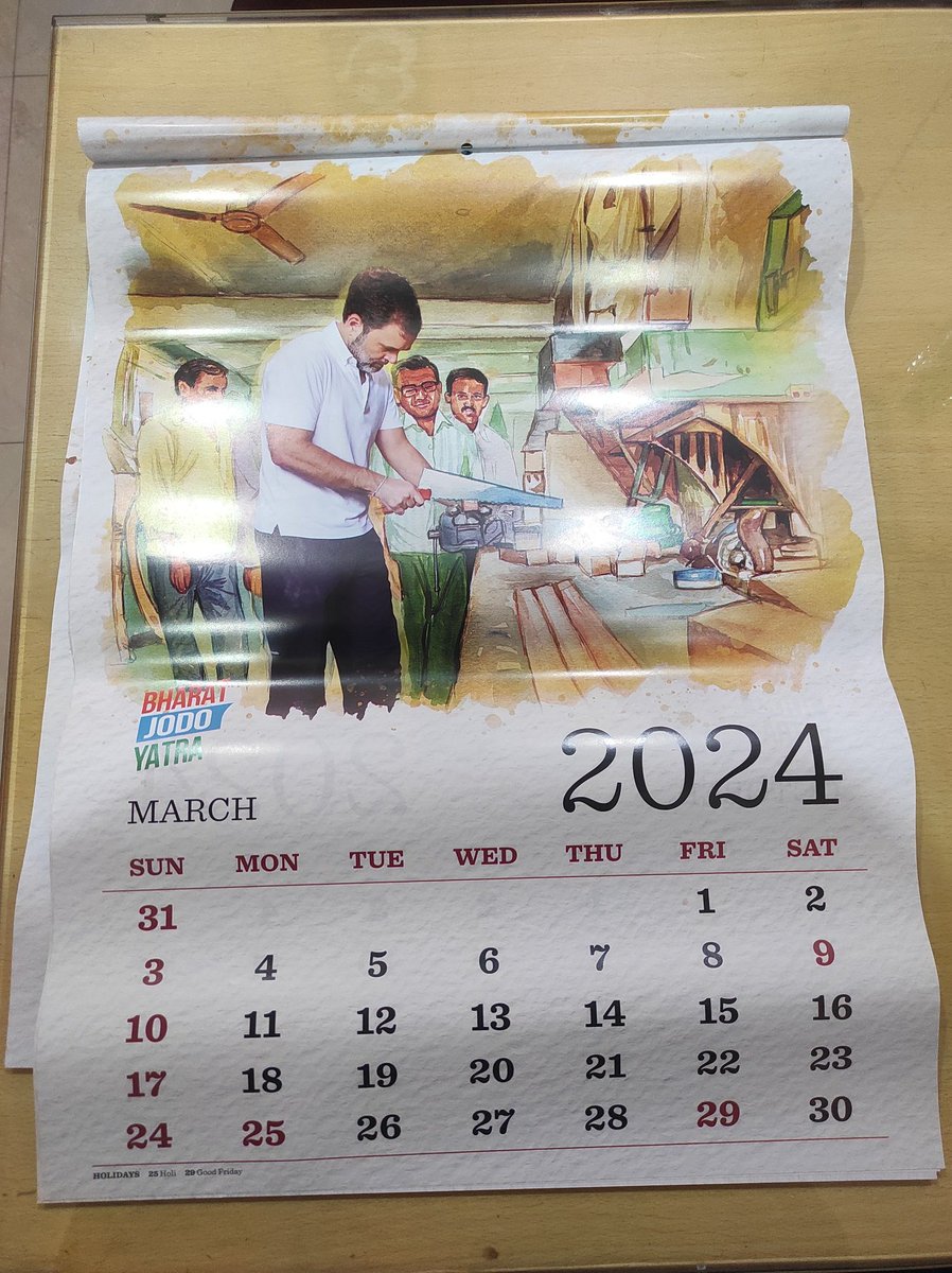 Finally got the 2024 calendar of Shri @RahulGandhi ji based on #BharatJodoYatra theme. I consider this as my birthday gift 🎁