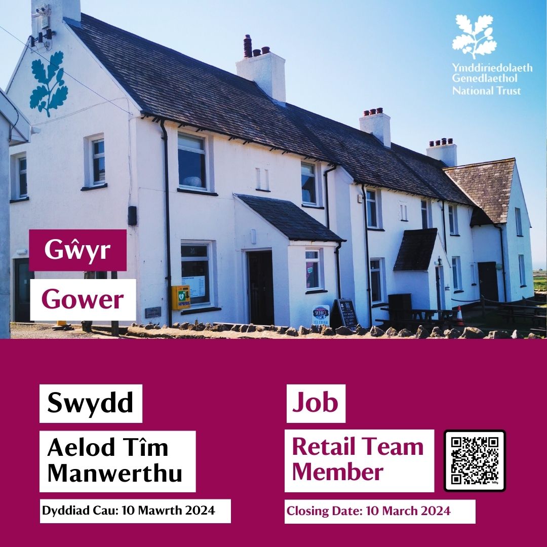 🛍️SWYDD: Aelod o'r Tîm Manwerthu

Ymunwch â'n tîm deinamig yn Rhosili! Os ydych chi wrth eich bodd yn rhyngweithio â phobl a darparu gwasanaeth o'r radd flaenaf, mae'r rôl hon i chi! 
Yn cynnwys shiftiau penwythnos a gŵyliau banc. 

Gwnewch gais heddiw: bit.ly/3T3t36y
