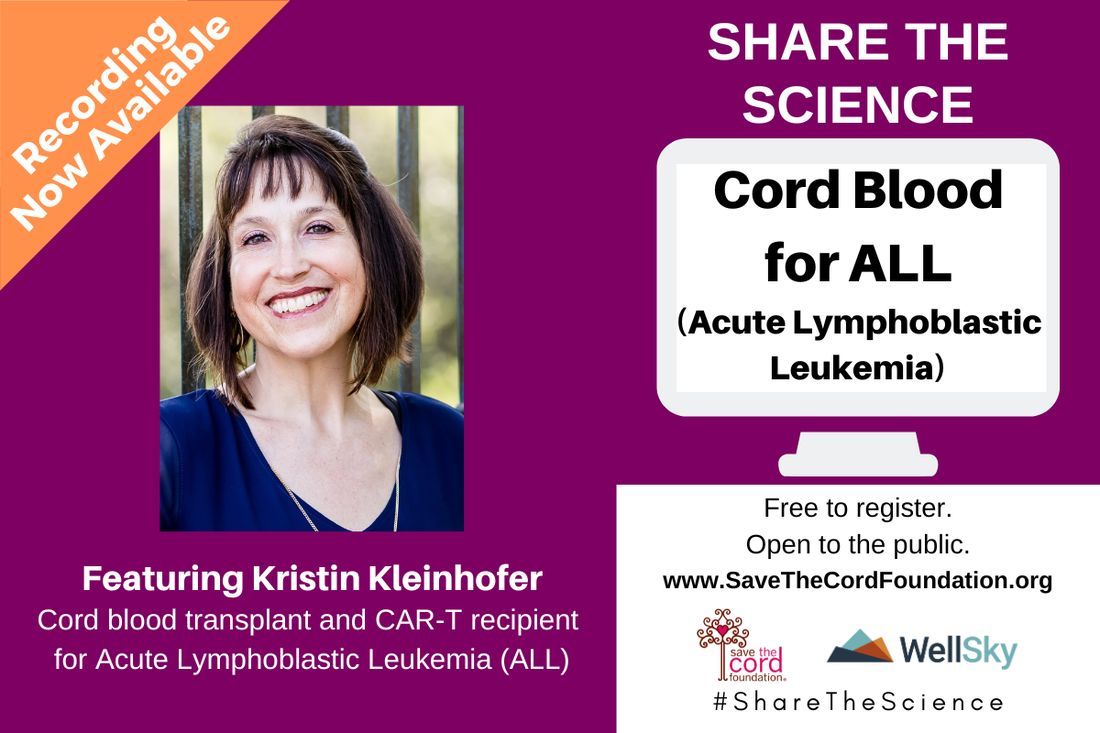 Recording Now Available! Watch this fascinating session of #ShareTheScience with Kristin Kleinhofer who discusses how doctors used CAR-T and cord blood to save her from a dangerous battle again Acute Lymphoblastic #Leukemia. Watch now: buff.ly/49tCfYb