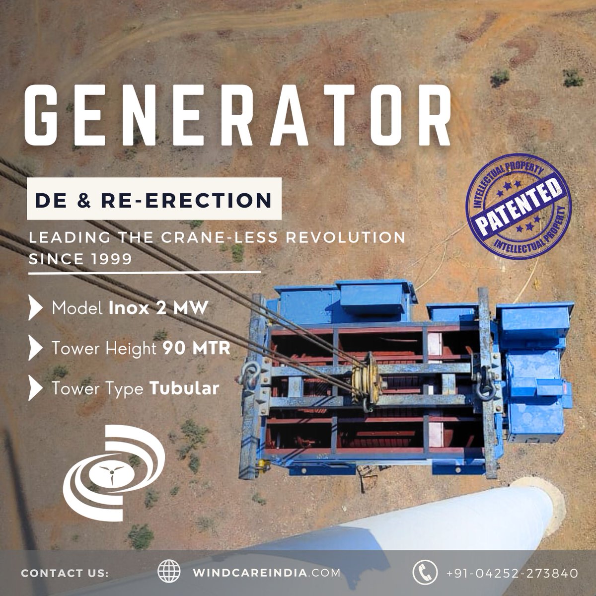 Windcareindia's tweet image. We express our profound gratitude to the entire team for their exceptional dedication to the successful execution of the Generator Replacement project using our Craneless Technology for the Inox 2 MW turbine.

#windcare #inox #componentreplacement #windenergy #windpower