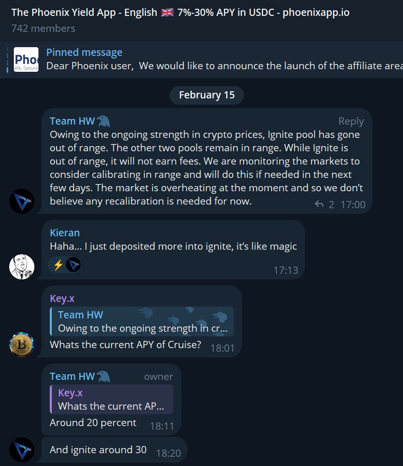 Join our Telegram community t.me/ThePhoenixApp and hear the latest news from both the team and it's users