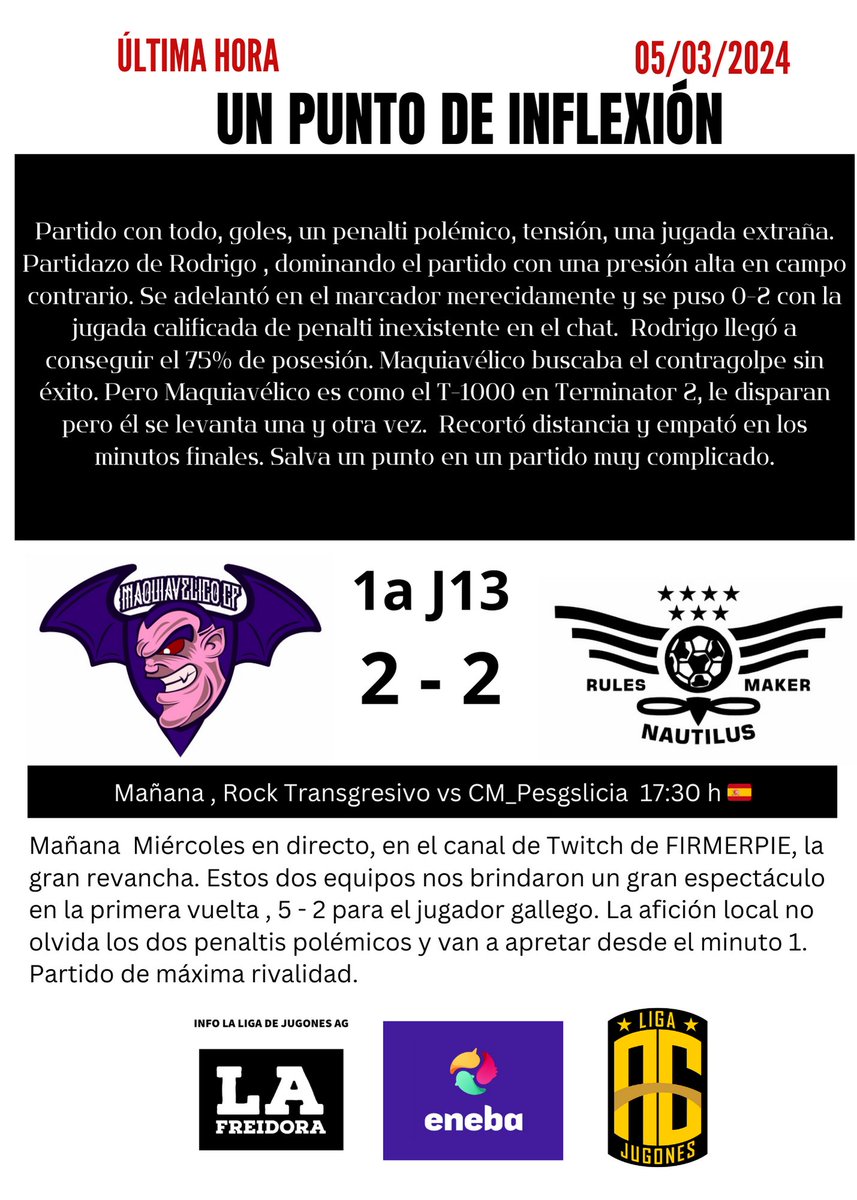 Si ayer pudimos ver un partido muy emocionante mañana Miércoles  tenemos otro gran partido. #ThisIsLaLigaAG

#eFootball2024 🎮 Xbox
@LigaefootballAG <a href="/rodrigoarana100/">Rodrigo</a> <a href="/MAQUIAVELICOSIX/">Maquiavelicosixsix</a> <a href="/cm_pesgalicia/">CM_PESGALICIA</a> <a href="/VictorAbog18/">Victor Orellana ⚖️</a> <a href="/adrianruizfz/">Adrián Ruiz</a> <a href="/txemabutrera/">Txemabutrera</a> <a href="/josueiba05/">Josu</a> <a href="/maestricode/">雯雯❤天津-(外卖|兼职|核酸)西青,津南区,津南,北辰区,北辰</a> <a href="/davidmose1313/">david</a>