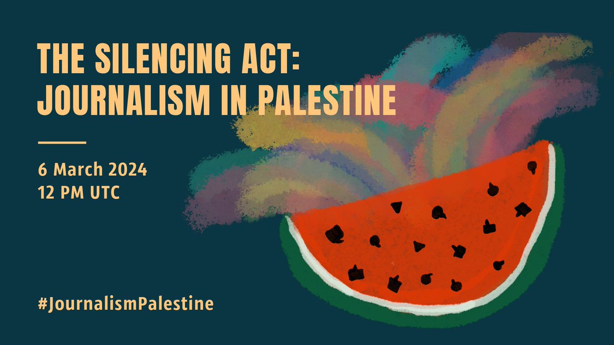IFEX (@ifex) on Twitter photo How do attacks on #FreeExpression limit knowledge about the situation on the ground? How to ensure the safety of those bravely seeking to document & report?
Tomorrow: Join <a href="/IFEX/">IFEX</a>, <a href="/APC_News/">APC</a>, <a href="/madacenterps/">MADA Center for Development and Media Freedoms</a>, <a href="/7amleh/">7amleh حملة</a> in a webinar on #JournalismPalestine
👉 ow.ly/6Hfi50QIPtQ How do attacks on #FreeExpression limit knowledge about the situation on the ground? How to ensure the safety of those bravely seeking to document & report?
Tomorrow: Join <a href="/IFEX/">IFEX</a>, <a href="/APC_News/">APC</a>, <a href="/madacenterps/">MADA Center for Development and Media Freedoms</a>, <a href="/7amleh/">7amleh حملة</a> in a webinar on #JournalismPalestine
👉 ow.ly/6Hfi50QIPtQ