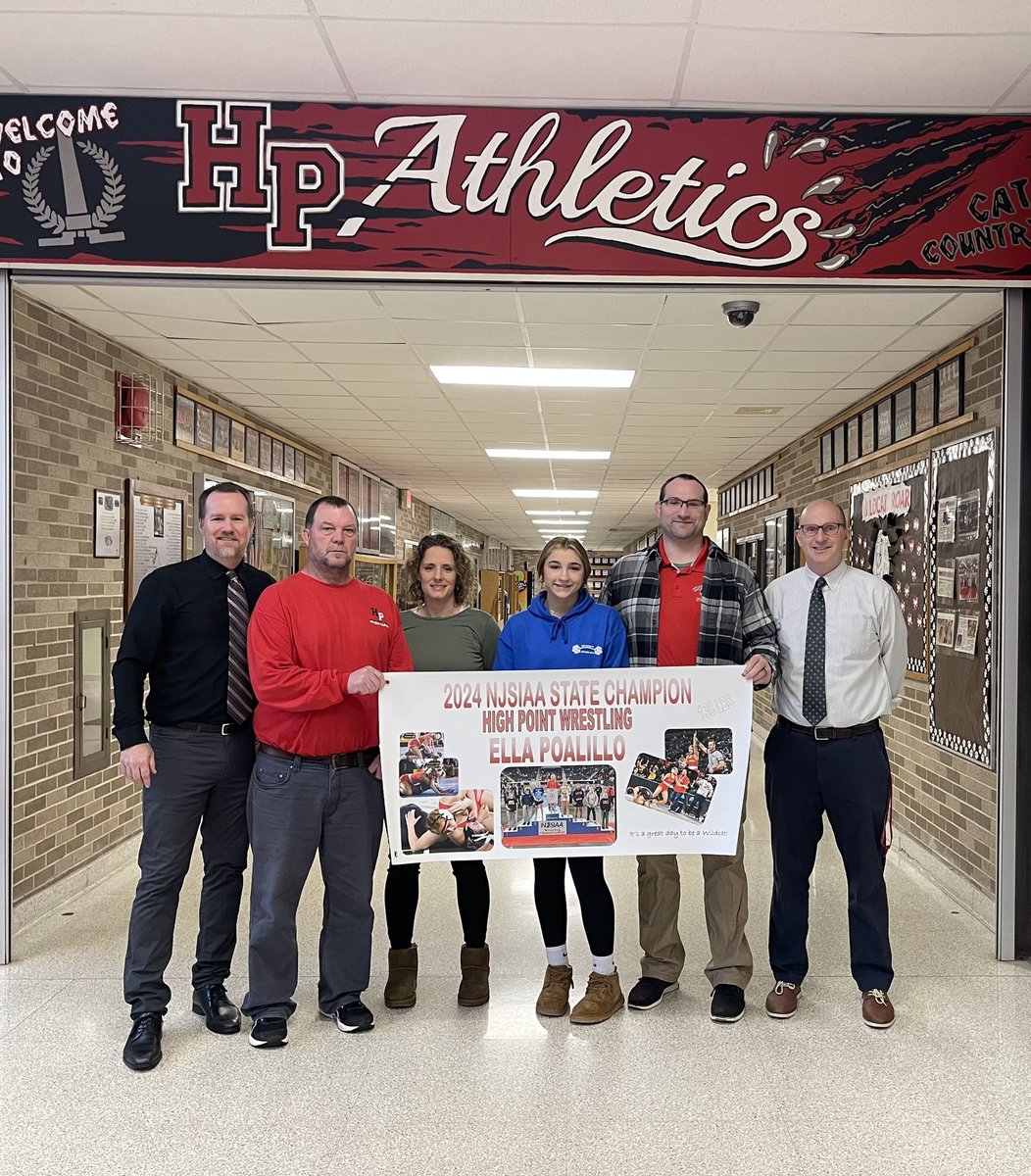 Congrats once again to our state champion Ella Poalillo and her coaches. Thank you to our booster club for the poster commemorating this incredible achievement. <a href="/JonTallamy/">Jon Tallamy</a> <a href="/SeamusWCampbell/">Seamus Campbell</a> <a href="/HPRwildcats/">High Point Regional High School</a>