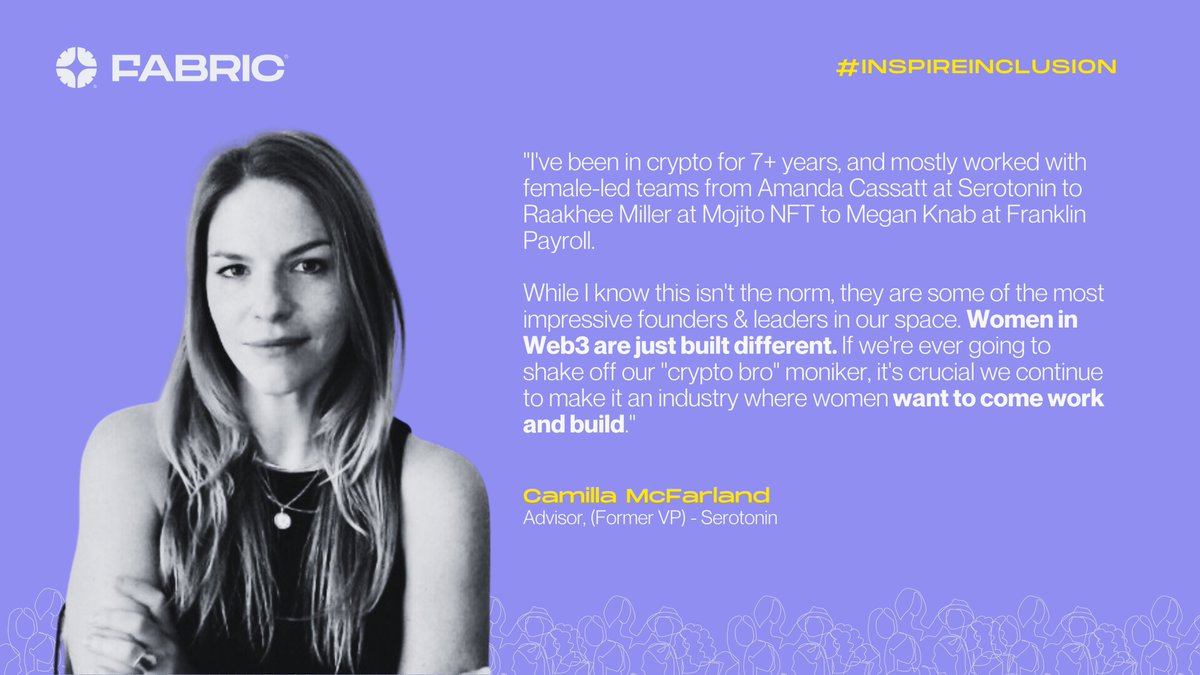 Championing diverse perspectives from day 1! Meet Camilla McFarland (  @camillionaire_m ), Advisor/Former VP at @serotonin_hq, highlights the  power of women-led teams. 