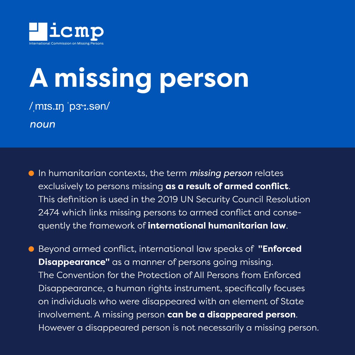 The global number of #missingpersons is on the rise due to conflict, #humanrights abuses, disasters, organized crime, #migration, and various other factors. #ICMP cooperates with governments and partners to locate missing persons and is entrusted with functions aligning with the