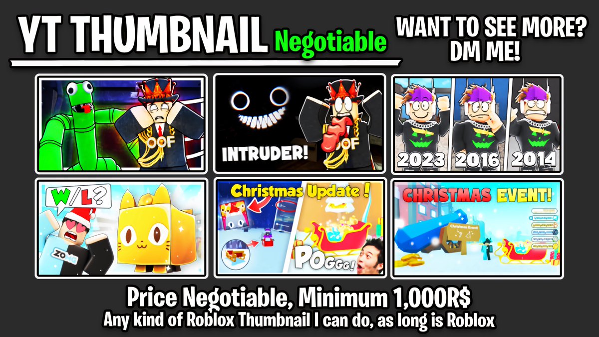 Catzblox's tweet photo. Greetings 2024!✌🏻

Here's My New 2024 Commission Sheets!  

Interested? DM to order! 📥

💟Likes + Retweets🔁are appreciated!  

More details are below! Please Read!
#RobloxGFX #RobloxArt #RobloxDev #RobloxCommissions 

Also, I can make "ANYTHING", just DM! https://t.co/CtvZHMCG2D