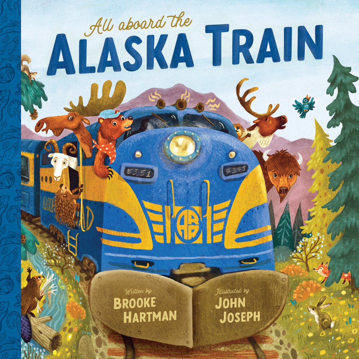 writeloudly's tweet photo. Allllll Aboard! So excited for the book birthday of ALL ABOARD THE ALASKA TRAIN by @BrookesBooksAK and illustrated by #johnjoseph, published by @redcometpress It's toot-toot-ally tracktastic! (forgive my terrible pun!) https://t.co/1J9z0eJFFF