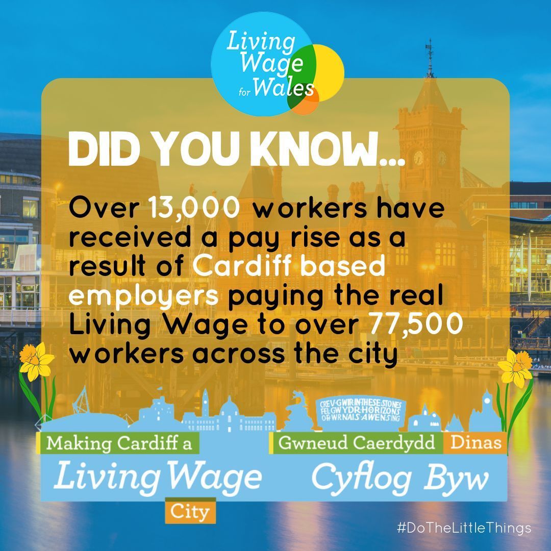 Our Cardiff as a #LivingWageCity campaign has given over workers a pay increase across the city. Want to help support and uplift your employees? Commit to being a Living Wage Employer - Find out more with the link in our bio. #DoTheLittleThings