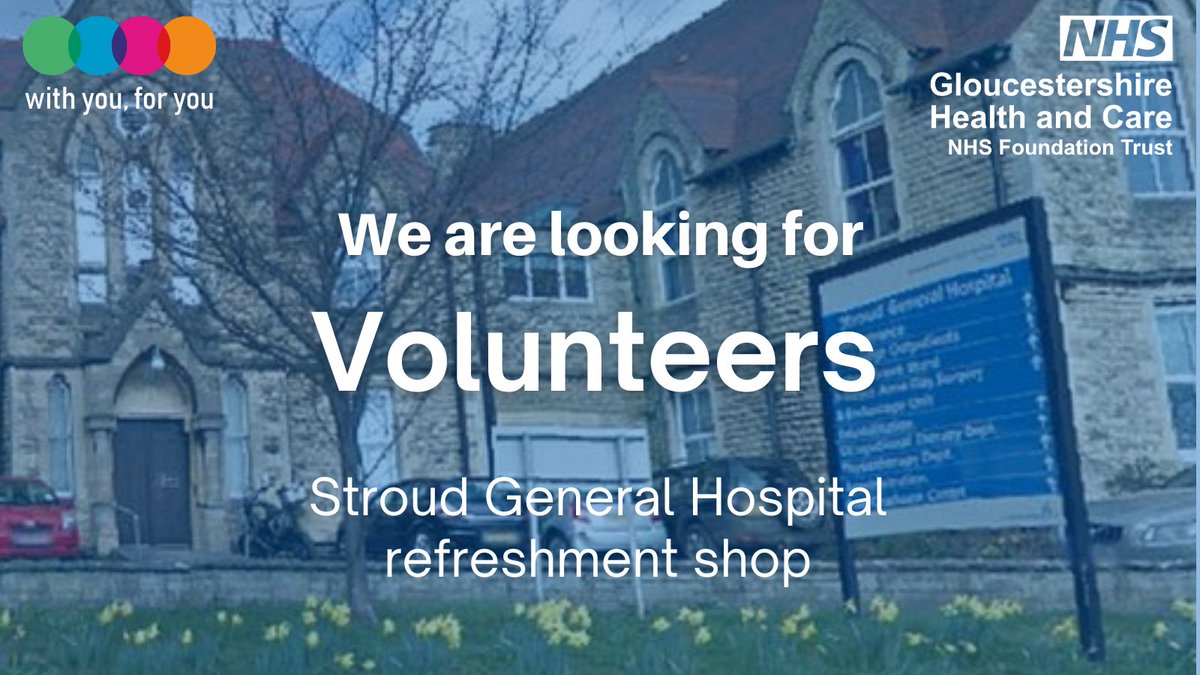 Stroud Hospital seeks volunteers (aged 18+) to cover ad hoc shifts in its refreshment shop. The role involves serving customers, making hot drinks & restocking shelves. If interested, please contact Volunteer Supervisor Anna Weyman on 0300 421 8066 / email Anna.Weyman@ghc.nhs.uk