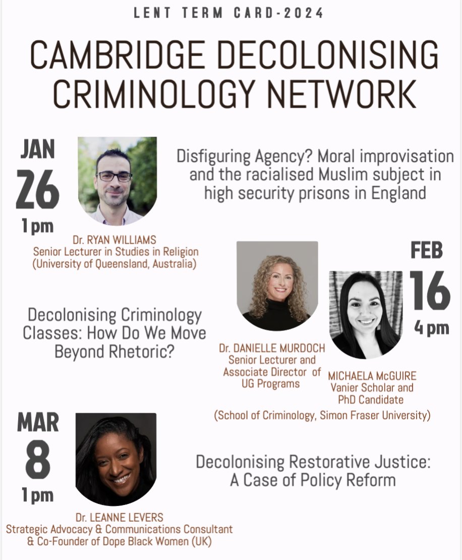 Join TGLA’s own Dr Leanne Levers @LeaLevers at @CamCriminology for ‘Decolonising Restorative Justice: A Case of Policy Reform’ on March 8th at 1pm! crim.cam.ac.uk/CDCN