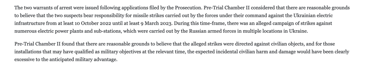 JaninaDill's tweet image. 2 more #ICC arrest warrants for alleged crimes in Ukraine. 
Good news for IL (this is how its meant to work) and for Ukrainians. Also good news for anyone working with/on #IHL #proportionality as one allegation is clearly excessive civilian harm. 

 icc-cpi.int/news/situation…