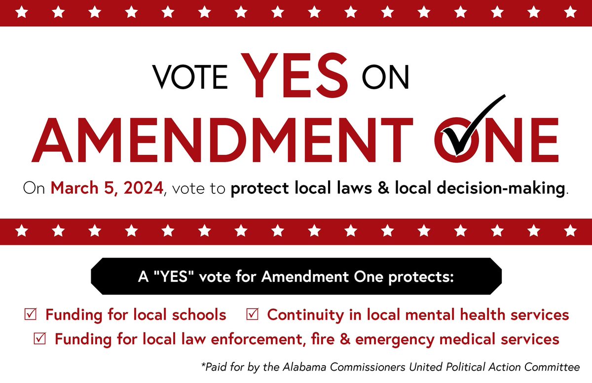 When you head to the polls today, vote YES on amendment one! #alpolitics