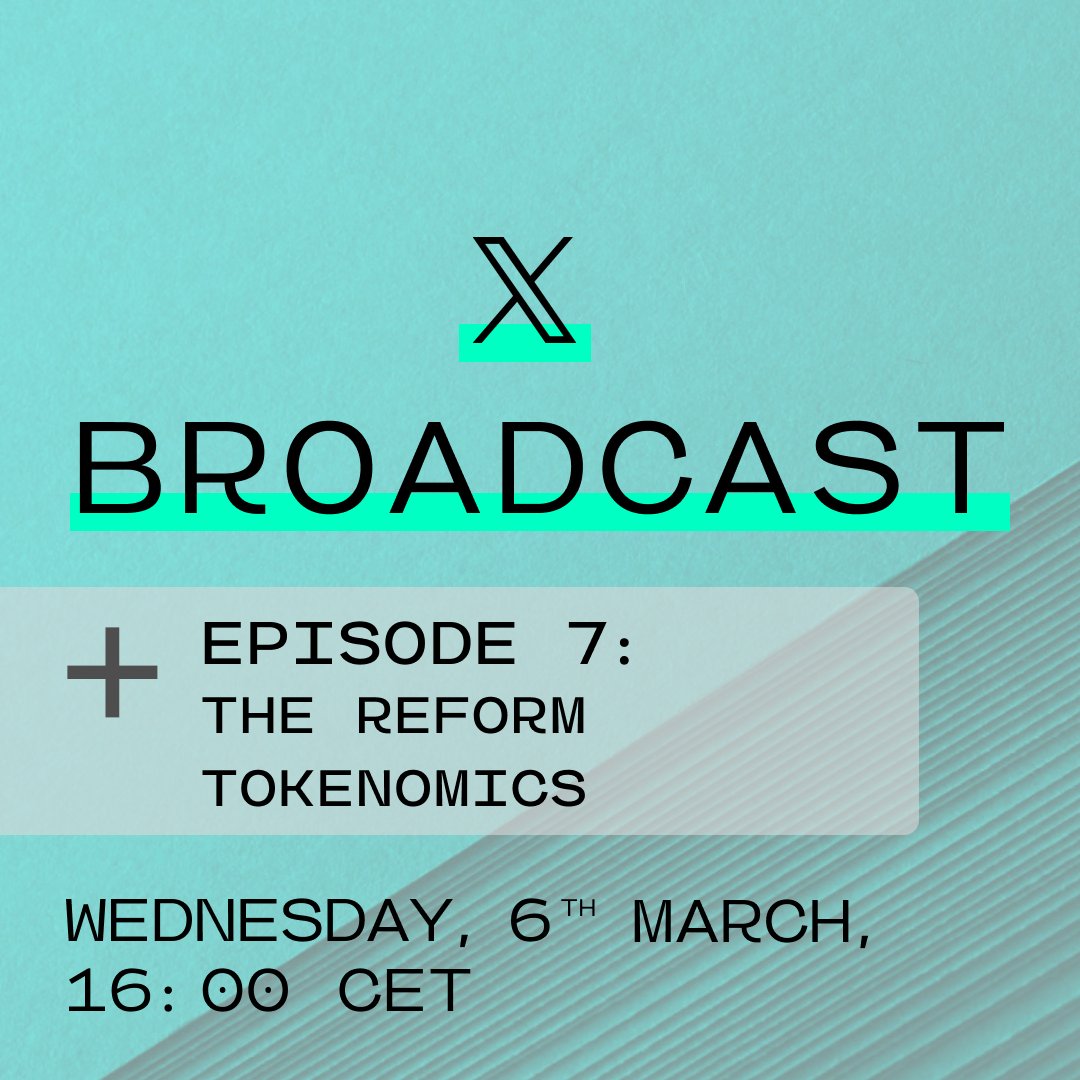 ReformDAO's tweet photo. Let's get to know our token.

In the seventh episode, we will cover the fundamentals behind the Reform token, also known as the $RFRM. Set your agenda:
🗓️Wednesday, 6th March, 16:00 CET

The link will be available tomorrow!