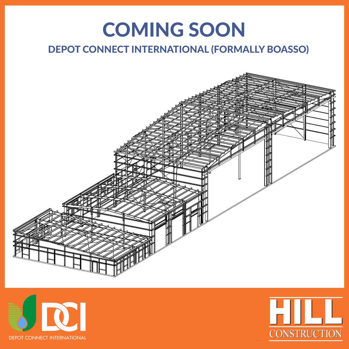 HillCon's tweet photo. We can hardly “contain” our excitement for our latest design-build project for @DepotConnect (formally @BoassoGlobal). The new facility includes a 23,000 SF Main Shop &amp; Office Building, 11,000 SF Wash Facility, two Truck Entry Inspection Canopies, &amp; two 80’w x 30’h bi-fold doors. https://t.co/lrtmISsY5Z
