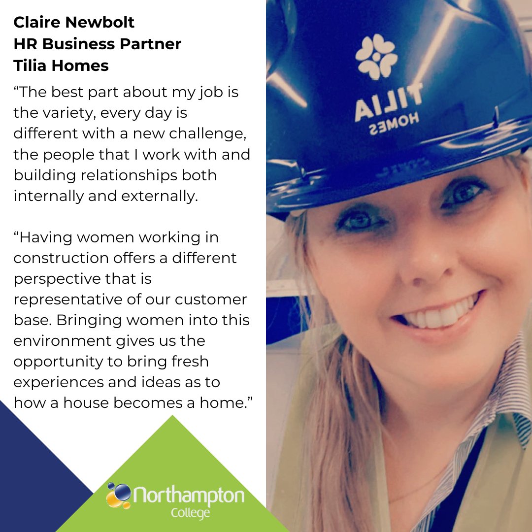 Working closely with employers gives our students direct access to the best in the business. Having senior leaders such as Claire from Tilia Homes gives our female construction students the chance to see how women can thrive in this industry.

#WomenInConstructionWeek