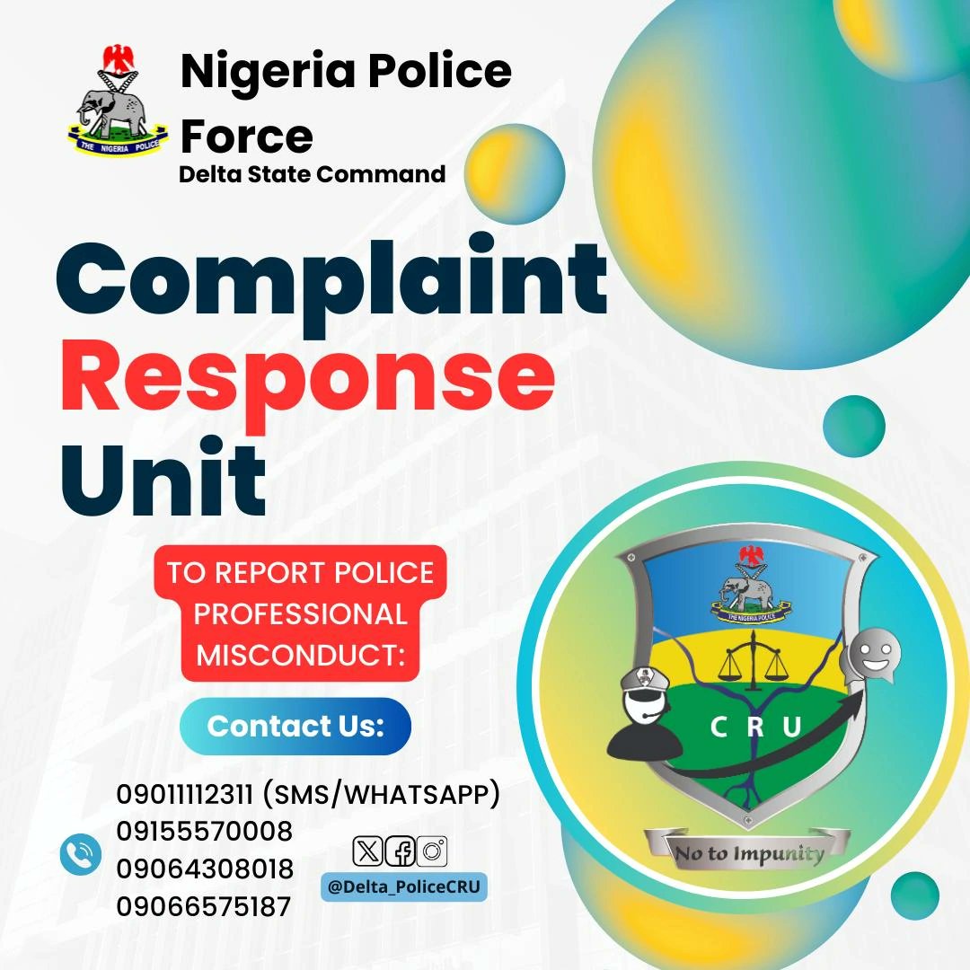 Brightgoldenboy's tweet image. Do you have any complaints about your dealings with Police officers in Delta State? Delta State CRU is here to help us serve you better. The numbers to call are 

09155570008
09011112311
09064308018
09066575187

You can also tag Delta State Police Command CRU here on X via…