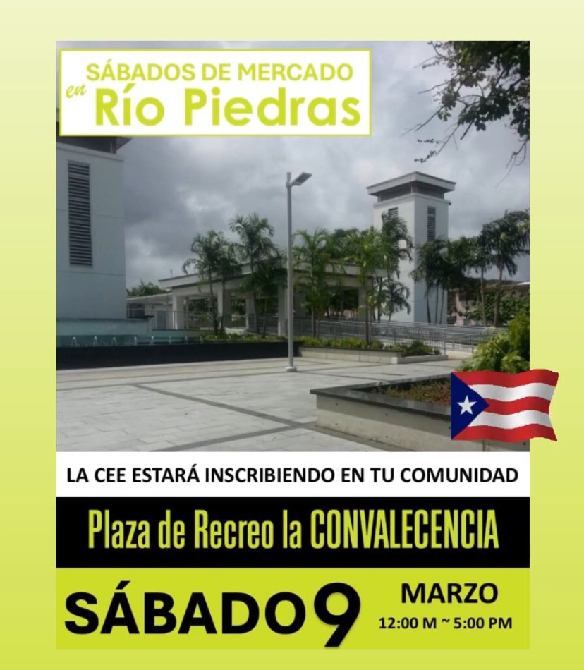 jowell1's tweet photo. Corre la voz ! Este Sábado en Rio Piedras la CEE estará inscribiendo electores. Aprovecha el Momento ! Déjate sentir !! https://t.co/oosYb1oM3c