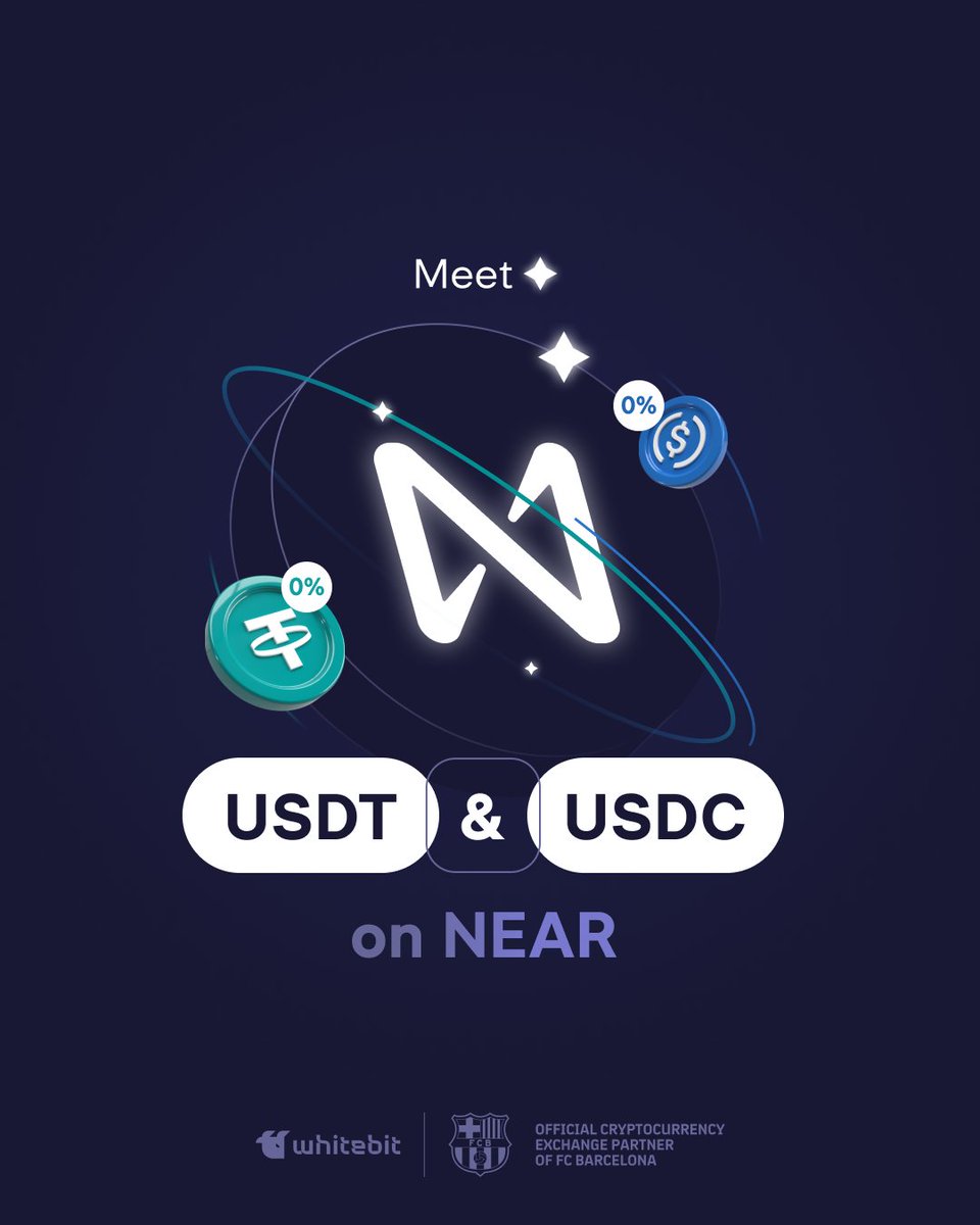 WhiteBit's tweet photo. @NEARProtocol  ecosystem is on the rise, with products like $HOT calling for more attention. On our exchange, $USDT &amp; $USDC are now available on the @NEARProtocol . There's more: all withdrawals of $USDT &amp; $USDT in the NEAR Protocol network to .tg addresses are FREE! https://t.co/DxktnQMsZ9