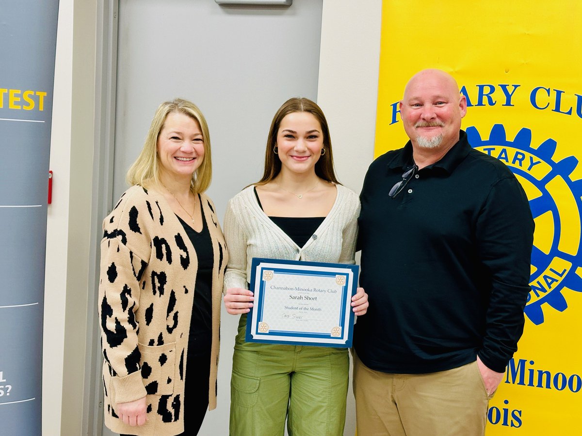 MCHSDistrict111's tweet image. Congratulations to MCHS senior Sarah Short for being selected as the 2024 Channahon-Minooka Rotary Club March Student of the Month! Each month, the Rotary Club honors one senior student with exemplary leadership and service mindedness. #mchsproud