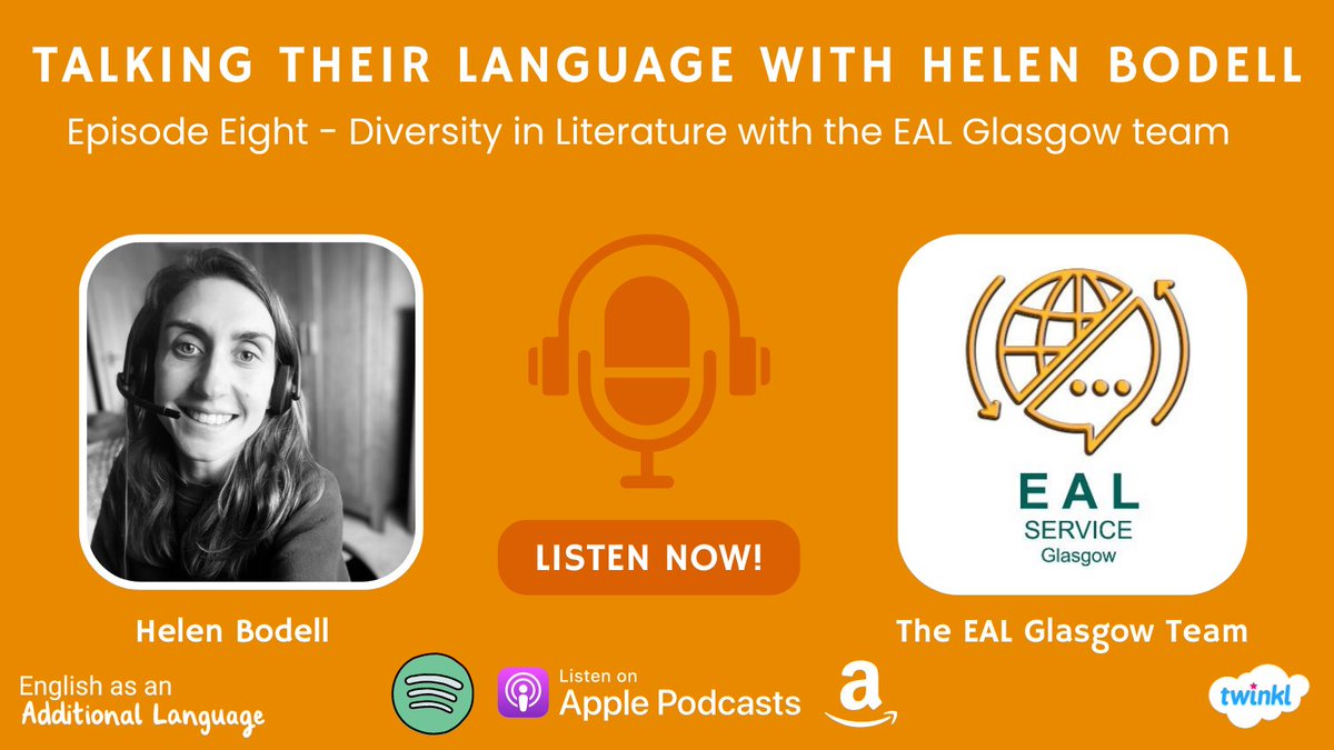 It’s #TalkingTheirLanguageTuesday here is episode 8 of our podcast this week with the @EALGlasgow team 🧡📖 Listen here: stream.redcircle.com/episodes/34c2f… Or on any streaming platform 🎙️ #EAL #bookstagram #WorldBookDay Let us know your top Diverse Literature recommendations below 👇