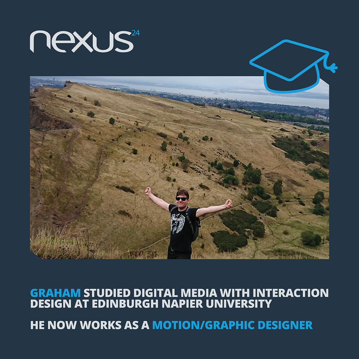 Our graphic designer, Graham, is next up in our career path series. Studying Digital Media with Interaction Design at @EdinburghNapier was the creative springboard he needed to come knocking on nexus24’s door. * * * * #nexus24 #news #clients #marketing