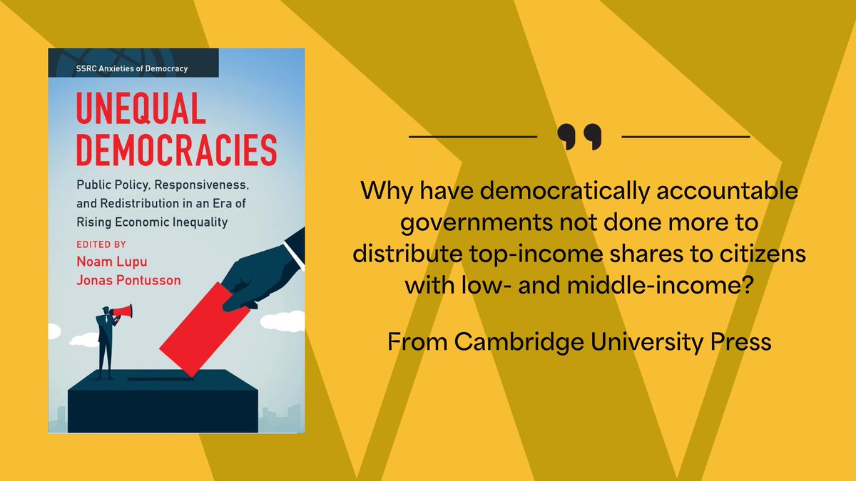 New book by @NoamLupu brings together different perspectives—from voters and elites—on income redistribution policies. From @CambridgeUP: cambridge.org/core/books/une…