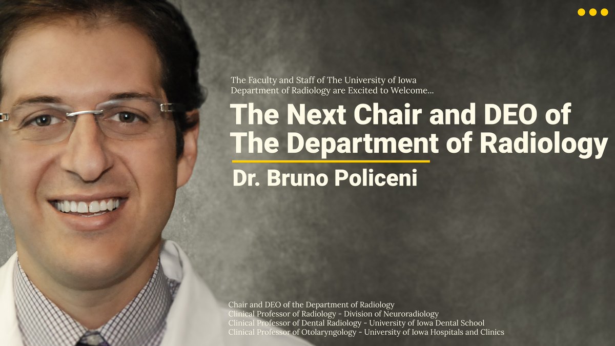 Dr. Bruno Policeni has officially been selected as Dept DEO & Chair. He excelled in the position of Vice Chair of Operations & Ed for our dept and has been faculty since completing his #neuroradiology fellowship in 2006. We’re excited to usher in this new era of leadership!