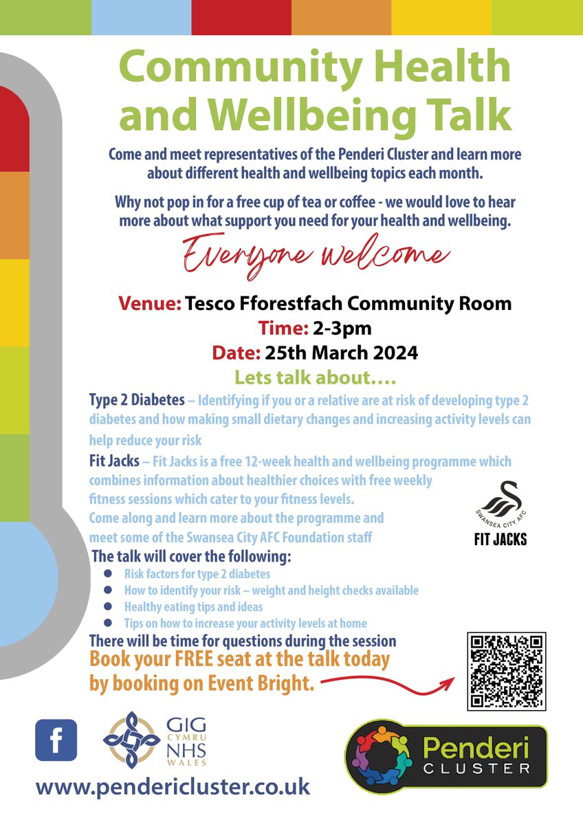Register your interest here for the Penderi Community Health &amp; Wellbeing Talk/Cofrestrwch eich diddordeb yma ar gyfer Sgwrs Iechyd a Lles Cymunedol Penderi:: eventbrite.co.uk/e/community-he… #Swansea <a href="/RachelLongRd/">Rachel Long</a>  #type2diabetes  #T2D #HealthyEating