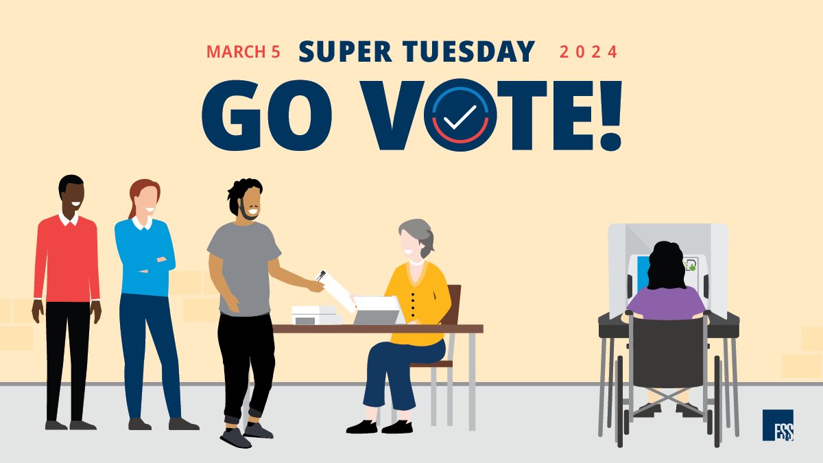 It's #SuperTuesday! Primary elections are happening today in 15 states. Whether a first-time volunteer at a polling location or a long-time election worker, ES&S sends big thank yous to all election heroes. #GoVote