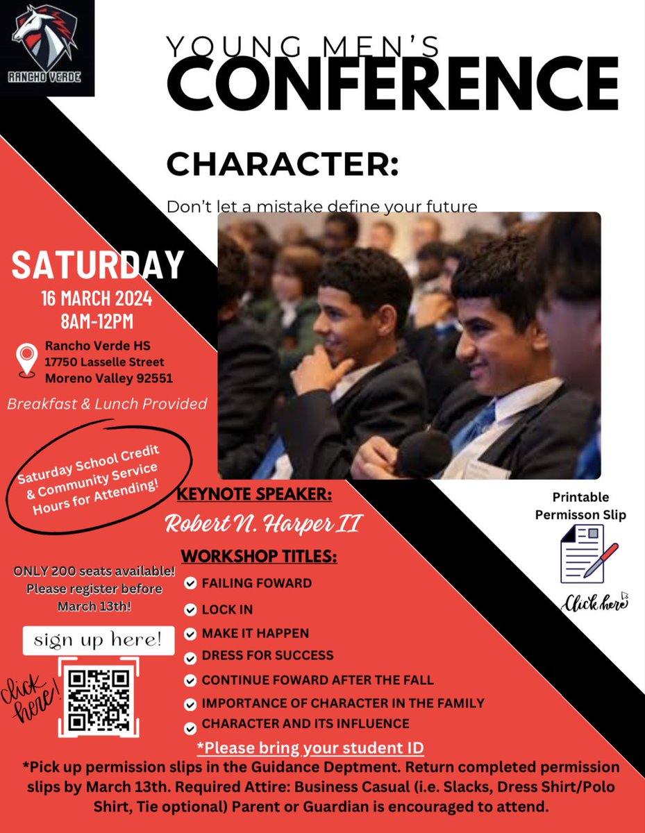 RVHSASBMustangs (@keepingupwithrv) on Twitter photo Mustangs, secure your seats at our Young Men’s conference 2024 at RVHS on Sat. Mar. 16th, 8am-12pm. Free catered breakfast and lunch provided & you’ll receive community service hours and Saturday school credit! See flyer for details! <a href="/RVHS_Mustangs/">Rancho Verde HS</a> <a href="/RVHSMerilus/">Brunel Merilus</a> <a href="/RanchoVHoops/">Rancho Verde Hoops</a> Mustangs, secure your seats at our Young Men’s conference 2024 at RVHS on Sat. Mar. 16th, 8am-12pm. Free catered breakfast and lunch provided & you’ll receive community service hours and Saturday school credit! See flyer for details! <a href="/RVHS_Mustangs/">Rancho Verde HS</a> <a href="/RVHSMerilus/">Brunel Merilus</a> <a href="/RanchoVHoops/">Rancho Verde Hoops</a>
