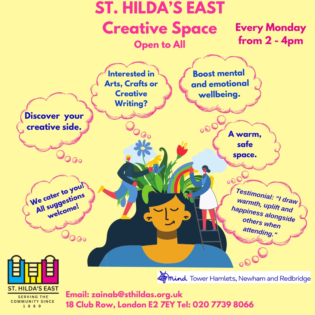 Reconnect with your creative side, for more info or to sign up email zainab@sthildas.org.uk #sthildaseast #sthildaseastcommunitycentre #clubrow #towerhamlets