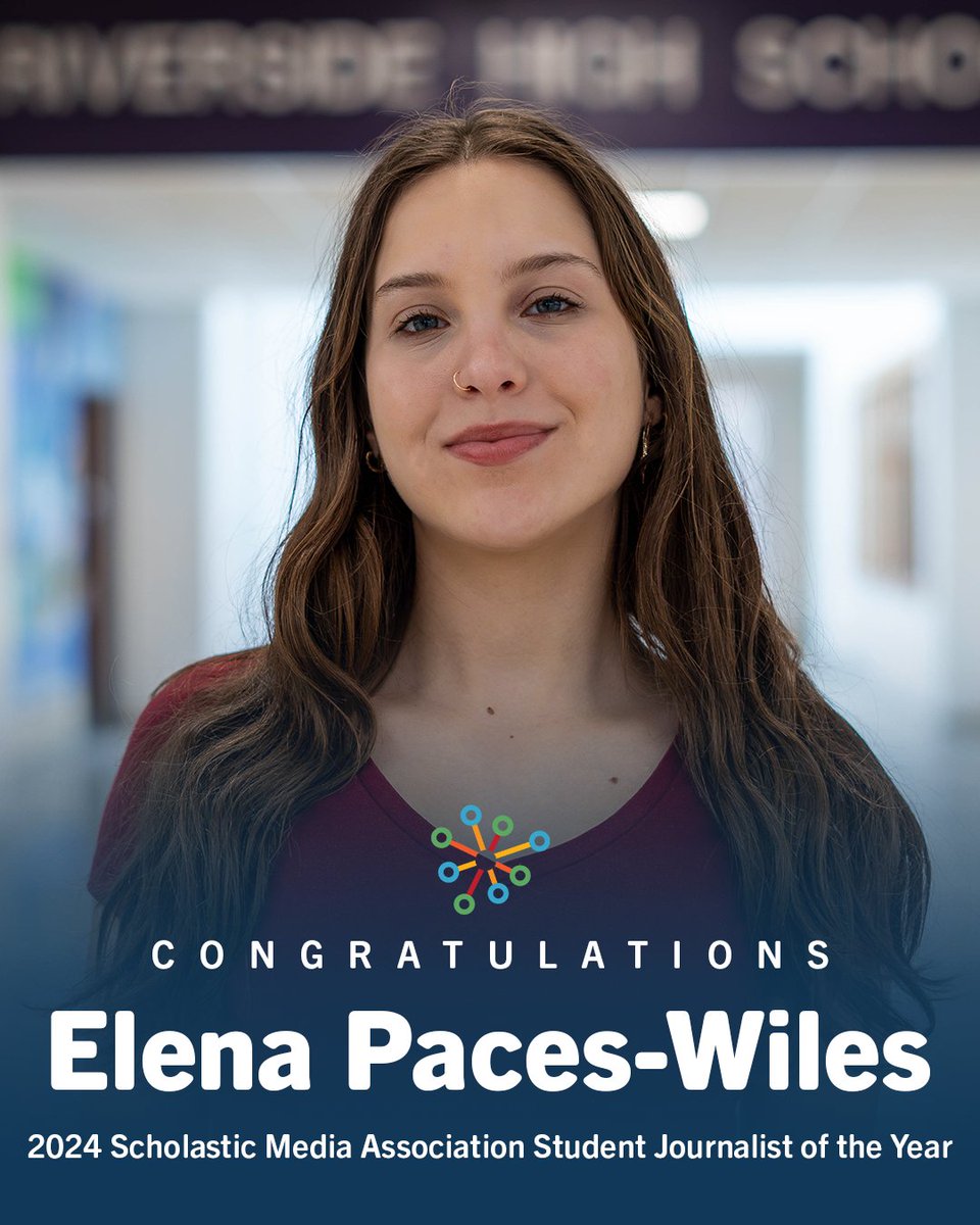 📰🎉 Elena Paces-Wiles, a senior at Riverside High, has been named the 2024 NC High School Journalist of the Year by the NC Scholastic Media Association.  📝🔍 Read more at DPSNC.net. 🌐