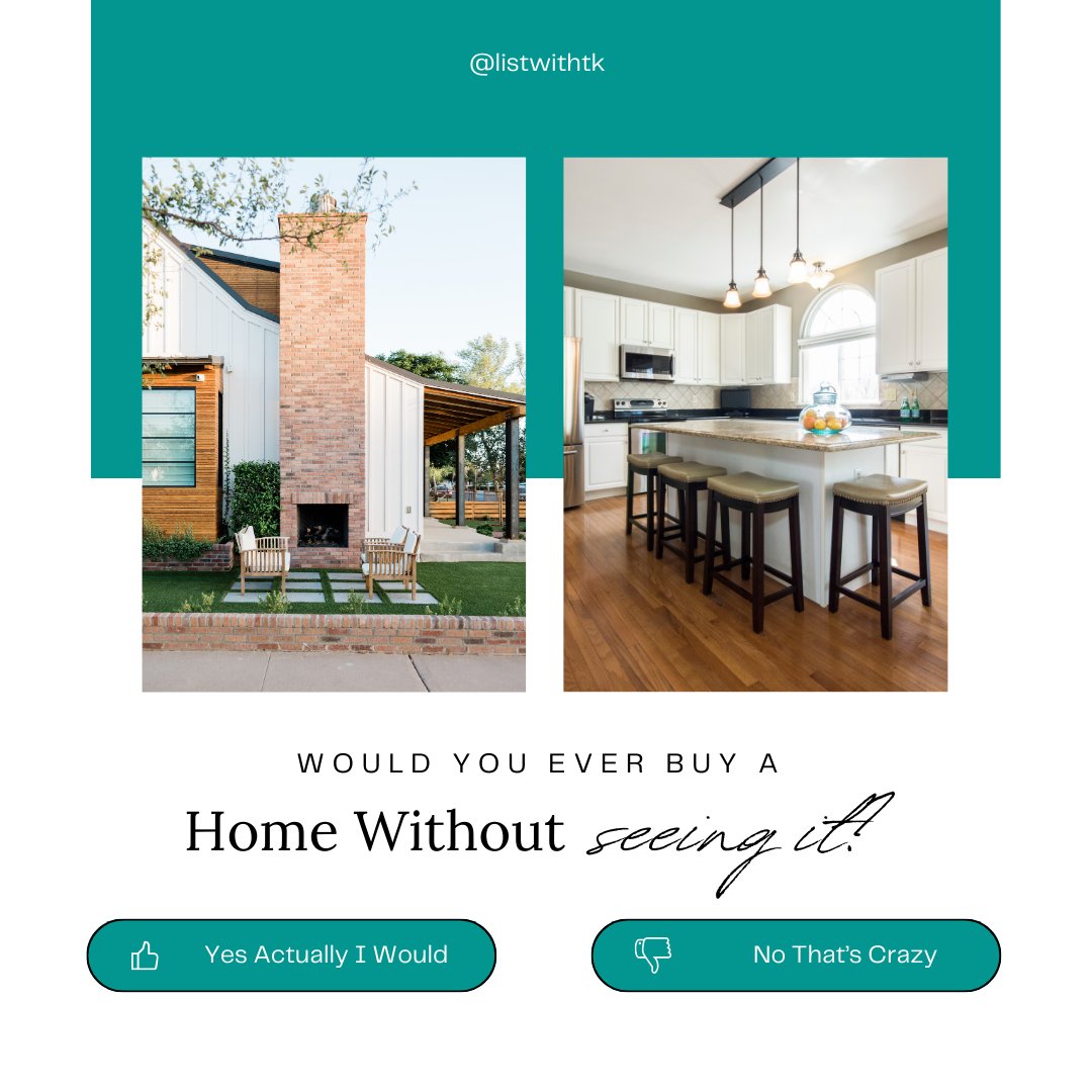 ListwithTK's tweet photo. Would you ever consider purchasing a home without seeing it?

Comment below &amp; let us know which one you prefer!🏡 https://t.co/MYviIa6HM4