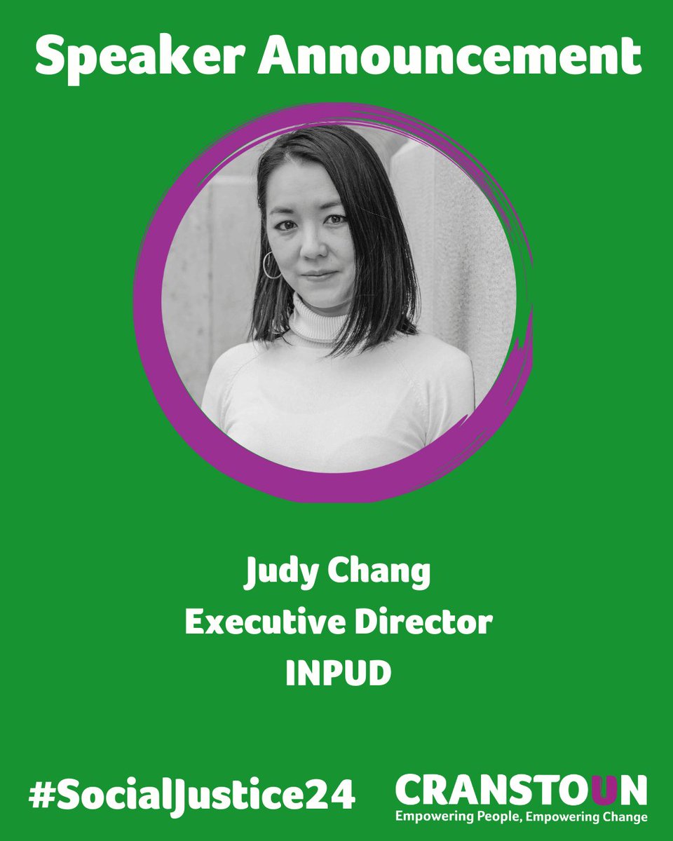 🌟 New speaker announced! 🌟 We can't wait to hear from Judy Chang, Executive Director of the International Network of People who Use Drugs (@INPUD), at the Social Justice Conference in Birmingham this September 🙌 You can get Early Bird tickets now 👉 cranstoun.org/social-justice…