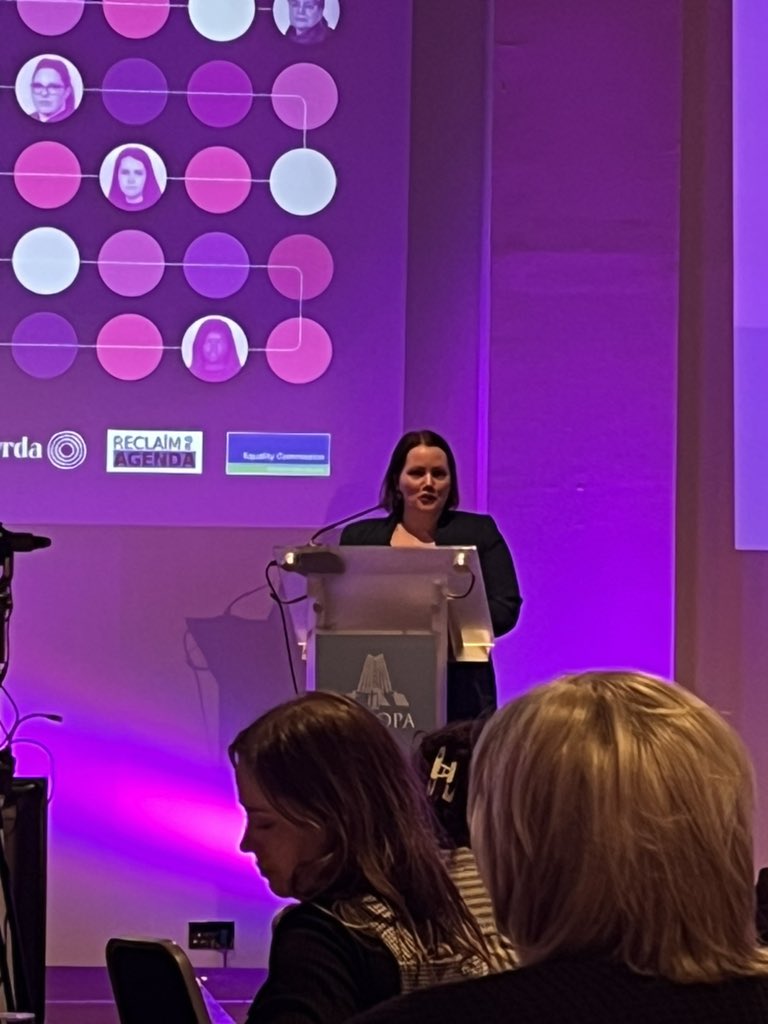 Great for the women’s spaces team to be attending the Women In NI conference @europahotel Topics include women and work, women and the law, women’s voice at a grassroots and women and politics @nirwnnews @NIWEP @WRDA_team @WSN_NI #womensspaces