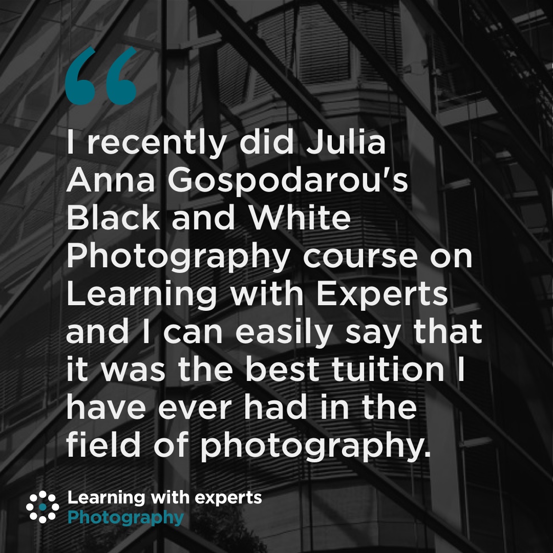 We love to see our students express their feelings on the courses they enrol on. This review of the Julia Anna Gospodarou course 'Black and White Photography' highlights this student's appreciation for Julia's masterful teaching techniques. Enrol today: learningwithexperts.com/photography/co…
